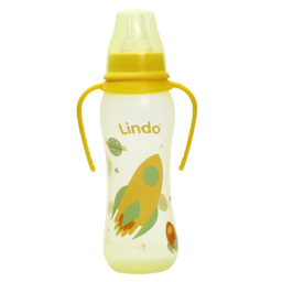 Бутылочка для кормления Lindo, изогнутая с ручками, 250 мл, желтый (Li 135 жовт)