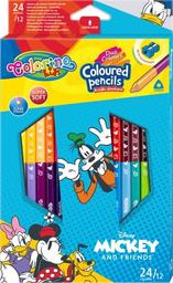 Карандаши цветные Colorino Duo Colors Mickey, двусторонние, с точилкой, 12 шт., 24 цвета (89854PTR)