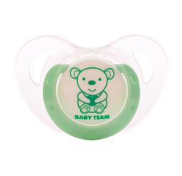 Пустышка силиконовая Baby Team, ортодонтическая, 0+ мес., зеленый (3100_медвежонок)
