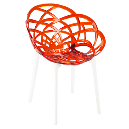 Кресло Papatya Flora, прозрачно-красное сиденье, низ белый (285957)