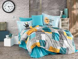 Комплект постельного белья Hobby Bermuda, поплин, полуторный, 220x160 см, бирюзовый (8698499142961)