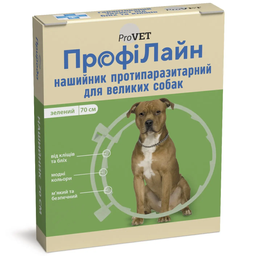 Нашийник для собак великих порід ProVET ПрофіЛайн, від зовнішніх паразитів, 70 см, зелений (PR241023)