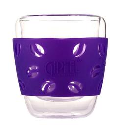 Склянка скляна з подвійними стінками Gipfel Luminossi з силіконовим тримачем 200 мл фіолетова (7164)