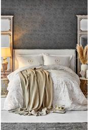 Набор постельное белье с пледом Karaca Home Quatre delux gold 2020-1, евро, золотой, 5 предметов (svt-2000022239004)