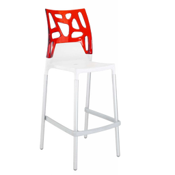 Барный стул Papatya Ego-Rock, белый с красным (431958)