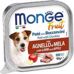 Влажный корм Monge Dog Fruit, для собак всех пород, с ягненком и яблоком, 100 г