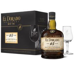Ром El Dorado 15 yo, 43%, 0,7 л + 2 бокала (96057)