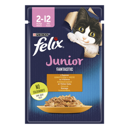 Влажный корм для котят Felix Fantastic Junior, с курицей, 85 г