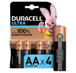 Лужні батарейки пальчикові Duracell Ultra Power 1,5 V АА LR6/MX1500, 4 шт. (5004805)