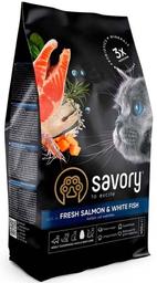 Сухий корм для довгошерстих котів Savory Adult Cat Gourmand Fresh Salmon & White Fish, зі свіжим лососем і білою рибою, 0,4 кг