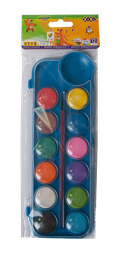 Акварельні фарби ZiBi, з пензликом, 12 кольорів, синій (ZB.6559-02)
