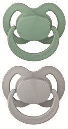Пустышка силиконовая Baby-Nova с кольцом, ортодонтическая, 18+ мес., зеленый с серым, 2шт (3962026)