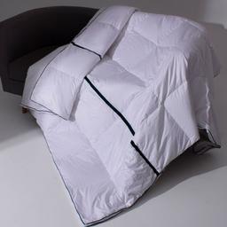 Одеяло пуховое MirSon Imperial Style, демисезонное, 240х220 см, белое с зеленым кантом