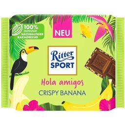 Шоколад молочный Ritter Sport Банан и хрустящий рис 100 г (932209)
