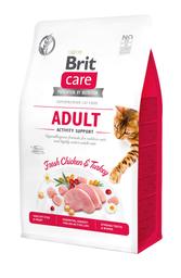Беззерновой сухой корм для уличных и активных кошек Brit Care Cat GF Adult Activity Support, со свежей курицей и индейкой, 0,4 кг