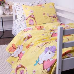 Пододеяльник на молнии MirSon Kids Time 17-0524 Kitty, бязь, 210х143 см, желтый с розовым