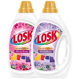 Набір Losk: Гель для прання Losk Color Ароматерапія Ефірні олії та аромат квітки Жасмину, 855 мл + Гель для прання Losk Color Ароматерапія Ефірні олії та аромат Малайзійської квітки, 855 мл