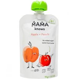 Пюре Mama knows Яблуко і персик, без цукру, 90 г (922342)