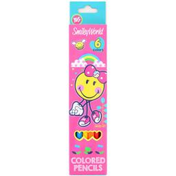 Олівці кольорові Yes Smiley World pink, 6 кольорів (290399)