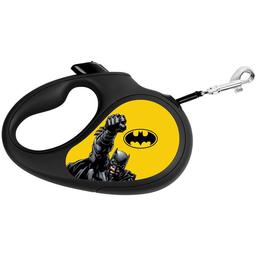 Поводок-рулетка для собак Waudog R-leash Бэтмен Желтый, светоотражающий, S, до 15 кг, 5 м, черный