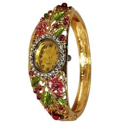 Кварцовий годинник Supretto з квітковим орнаментом, золотистий (50820001)