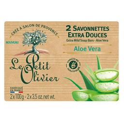 Мыло экстранежное Le Petit Olivier 100% vegetal oils soap, с Алоэ Вера, 2х100 г (3549620005097)