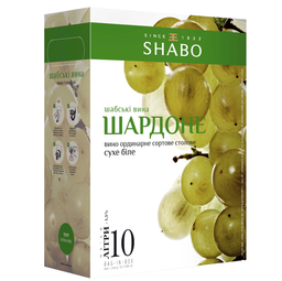Вино Shabo Шардоне, біле, сухе, Bag-in-Box, 9,5-14%, 10 л