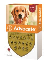 Капли от паразитов Bayer Advocate для собак от 10 до 25 кг, 3 пипетки
