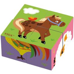 Деревянные кубики-пазл Viga Toys Фермерские зверьки (50835)