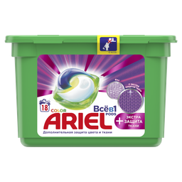 Капсулы для стирки Ariel Pods Все-в-1 + Экстра защита ткани, 18 шт (81743892)
