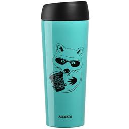 Термокружка Ardesto Coffee time Raccon, 450 мл, бірюзовий (AR2645DTB)