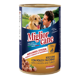 Вологий корм для собак Migliorcane, курка та індичка, шматочками, 405 г (1110)