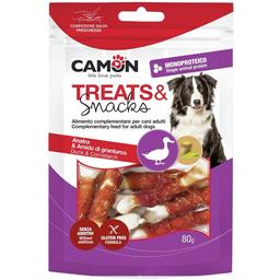 Лакомство для собак Camon Treats & Snacks Кальциевая косточка обмотанная уткой 80 г