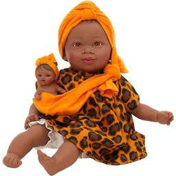 Кукла Nines d`Onil Maria с малышом в оранжевой одежде, 45 см (6333)