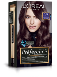Краска для волос L’Oréal Paris Preference, тон 5.21 (Нотр-дам. Глубокий светло-каштановый), 174 мл (A8454401)
