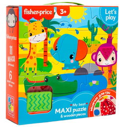 Пазли Vladi Toys Fisher-Price Maxi puzzle&Wooden pieces, українська мова, 11 елементів (VT1100-01)