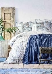 Набор постельное белье с пледом Karaca Home Vella mavi 2020-1, евро, голубой, 5 предметов (svt-2000022230896)