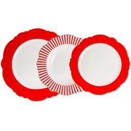 Набір тарілок Lefard, білий з червоним (922-023)