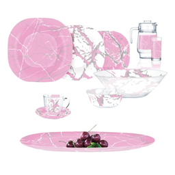Сервиз Luminarc Carine Marble Pink Silver, 6 персон, 46 предметов, розовый (Q3933)