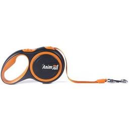 Повідець-рулетка для собак AnimAll, 50 кг, 5 м, помаранчево-чорний