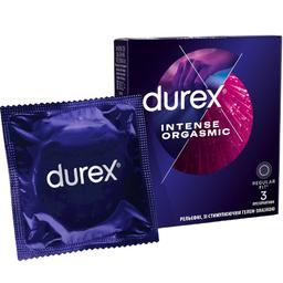 Презервативы латексные с силиконовой смазкой Durex Intense Orgasmic, рельефные, со стимулирующим гелем-смазкой, 3 шт. (3044084)