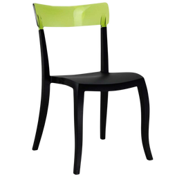 Стул Papatya Hera-S, черное сиденье, верх прозрачно-зеленый (398701)