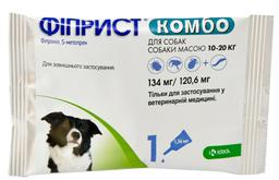 Капли KRKA Фиприст Комбо от блох, вшей, власоедов и клещей для собак массой тела 10-20 кг, 1 пипетка