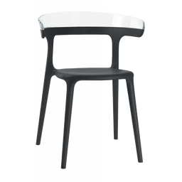 Крісло Papatya Luna, чорне сидіння, верх прозоро-чистий (279819)