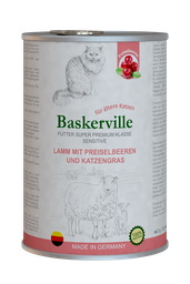 Влажный корм для кошек Baskerville Sensitive Lamm Mit Preiselbeeren Ягненок с клюквой и кошачьей травой, 400 г