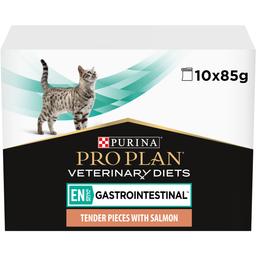 Влажный диетический корм для котят и взрослых кошек Purina Pro Plan Veterinary Diets EN Gastrointestinal для уменьшения расстройств кишечной абсорбции и кормления в период восстановления, выздоровления с лососем 850 г (10 шт. х 85 г) (12331739)