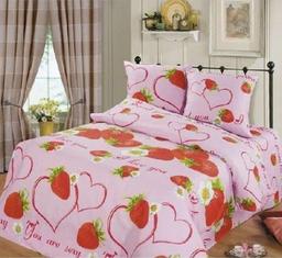 Комплект постельного белья Lotus Top Dreams Cotton Клубника, евростандарт, розовый, 4 единицы (5272)