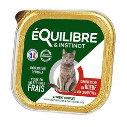 Влажный корм для взрослых и стерилизованных котов Equilibre & Instinct eQi паштет из говядиной и кабачком 85 г