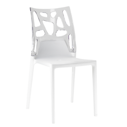 Стілець Papatya Ego-Rock, біле сидіння, верх прозоро-чистий (388993)