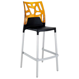 Барный стул Papatya Ego-Rock, черный с оранжевым (815017)